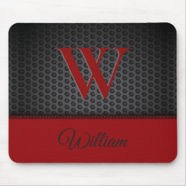 Mousepad Couro Preto Vermelho Preto Personalizado, Couro Es