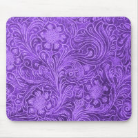 Couro Roxo Elegante Parece Design bordado Floral