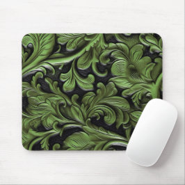 Mousepad Couro trabalhado verde rústico