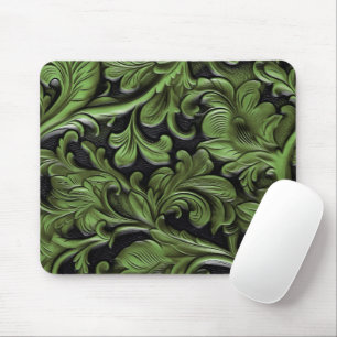 Mousepad Couro trabalhado verde rústico