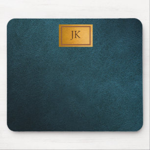 Mousepad Couro Verde Elegante,Monograma