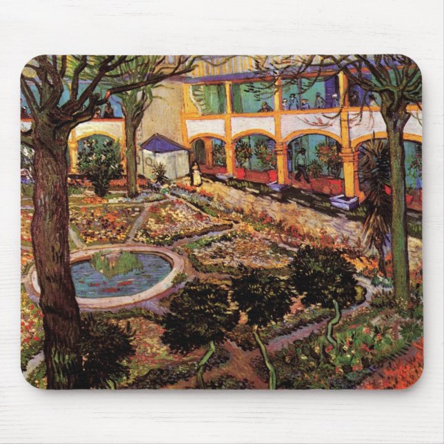 Mousepad Courtyard of Hospital at Arles, por Vincent van Go (Frente)