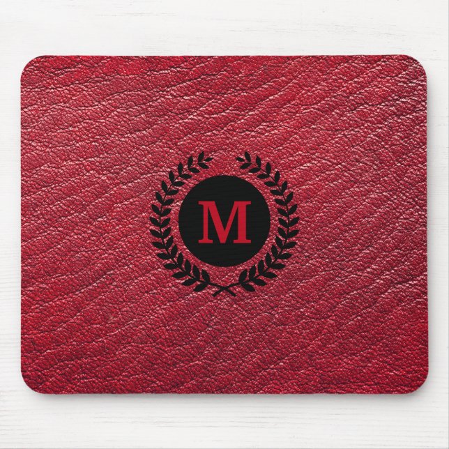 Mousepad Couve-Neves Vermelha com Laurel Wreath Monograma (Frente)