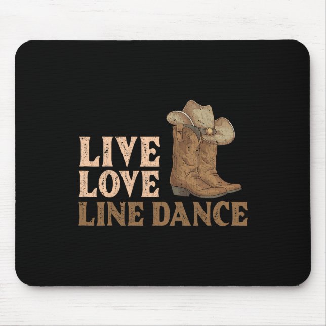 Mousepad Cowboy Boots Line Dancing Country Hail Love Li (Frente)