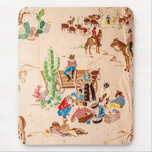 Mousepad Cowboys - Vintage Wallpaper - Wild West