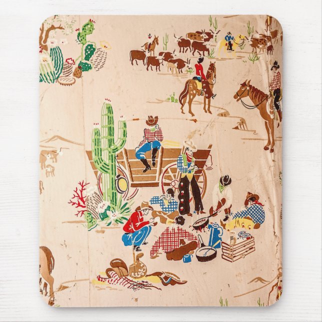 Mousepad Cowboys - Vintage Wallpaper - Wild West (Frente)