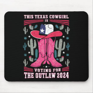 Mousepad Cowgirl Voting For Outlaw Funny Pro Trump 2024 Wom