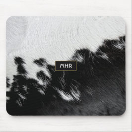 Mousepad Cowhide legal do Monograma Branco e Preto