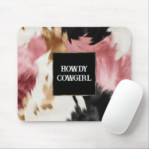Mousepad Cowhide Preto-Rosa-Rosa-Dourado