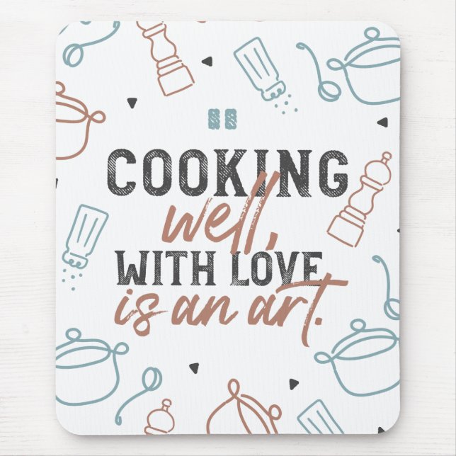 Mousepad Cozinhar Bem Com Tipografia De Amor (Frente)