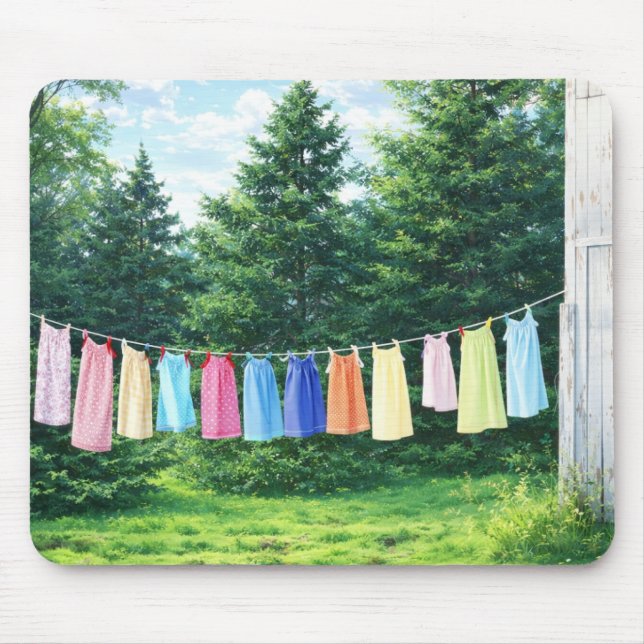 Mousepad Cozy Laundry Line Anime Mousepad| Cute Aesthetic (Frente)