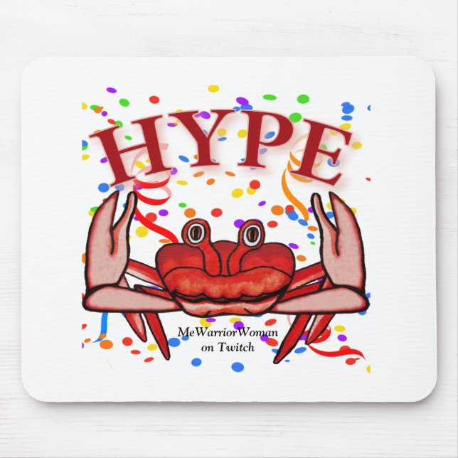 Mousepad Crab Hype, MeWarriorWoman no Twitch (Frente)