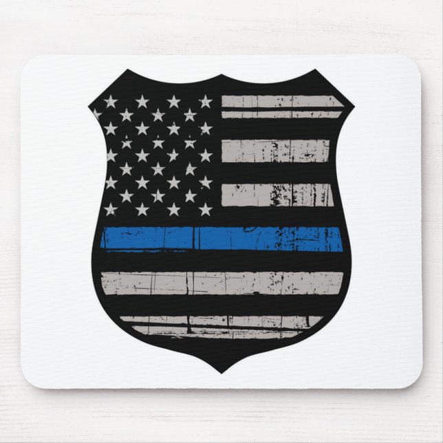 Mousepad Crachá Blue Line da polícia (Frente)