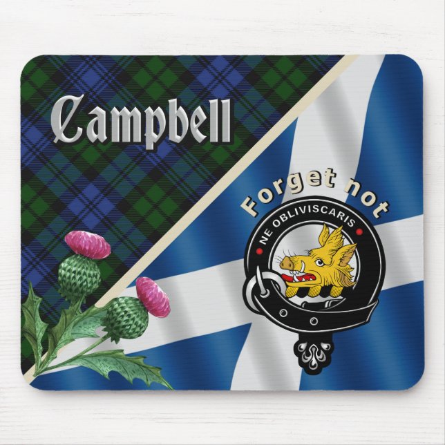 Mousepad Crachá do Campbell Clan e Pad do Mouse Tartan (Frente)