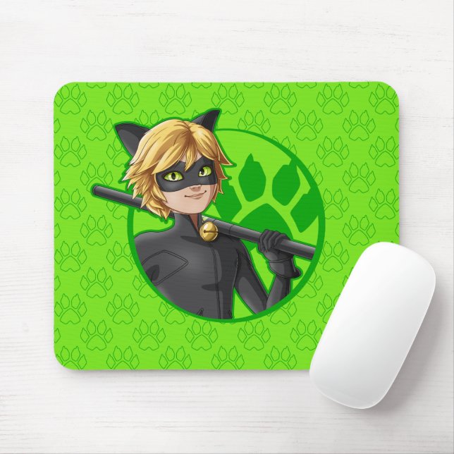 Mousepad Crachá Verde do Cat Noir (Com mouse)