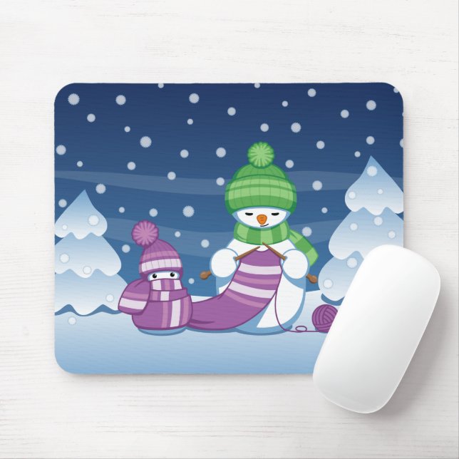 Mousepad Crafty Snowman a tricotar Scarf (Com mouse)