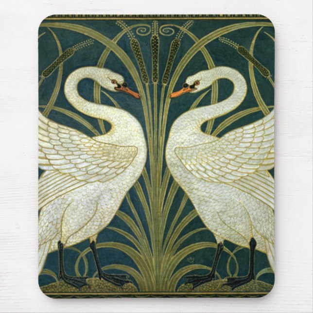 Mousepad Crane's Art Nouveau Swans (Frente)