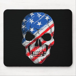 Mousepad Crânio 4 de julho Bandeira Americana - Dia da Inde