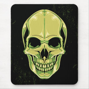 Mousepad Crânio assustador verde no fundo do Grunge