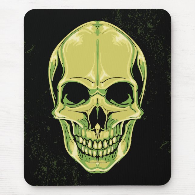 Mousepad Crânio assustador verde no fundo do Grunge (Frente)