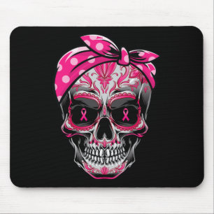 Mousepad Crânio Cancer Mama Sensibilização Friso Rosa Friso