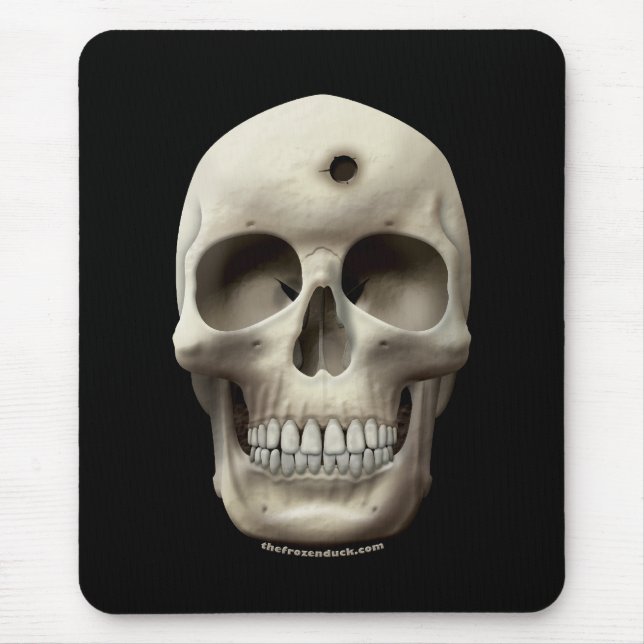 Mousepad Crânio com buraco de bala (Frente)