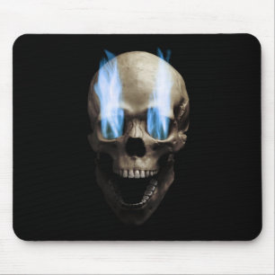 Mousepad Crânio com chamas azuis