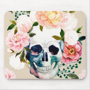 Mousepad Crânio com flores, almofada de mouse de Pastels
