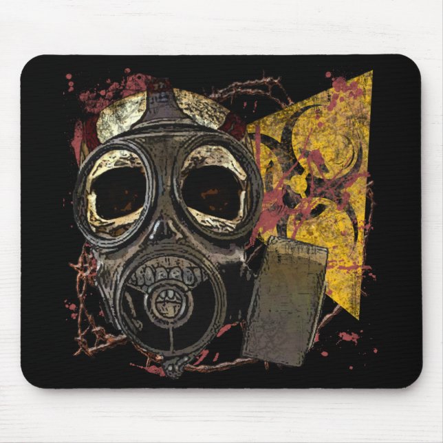 Mousepad Crânio Com Máscara De Gás (Frente)