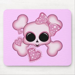 Mousepad Crânio cor-de-rosa bonito