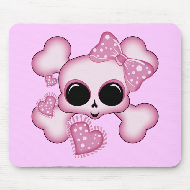 Mousepad Crânio cor-de-rosa bonito (Frente)