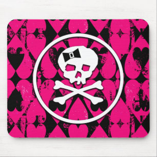 Mousepad Crânio & corações da arte de Emo