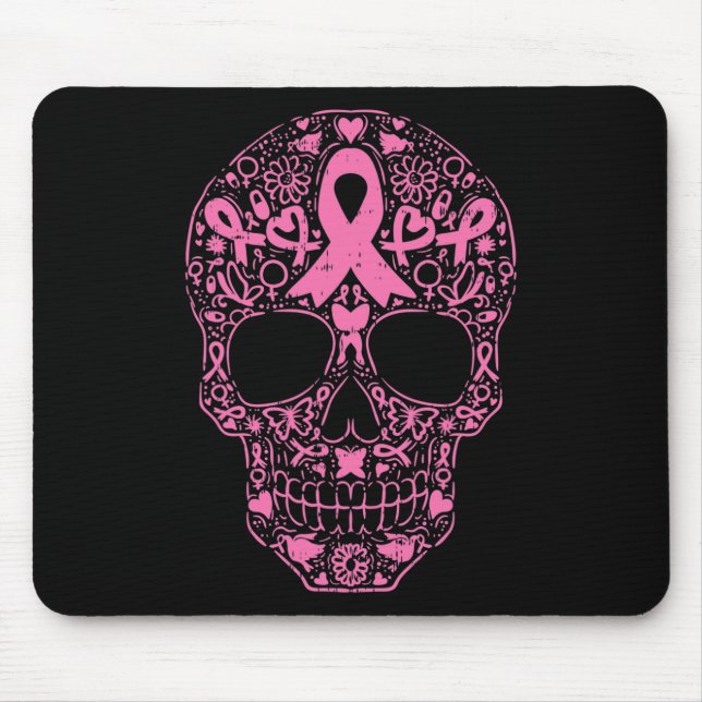 Mousepad Crânio Crânio Fita Rosa Fita Calavera Cancer Awa (Frente)
