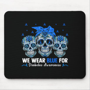 Mousepad Crânio De Açúcar Bandana Vestimos Azul De Fita Par