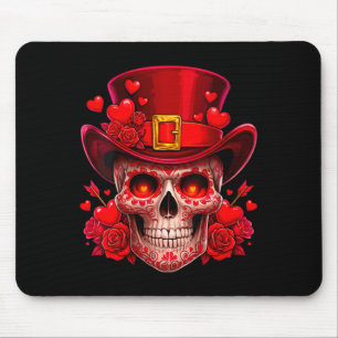 Mousepad Cranio de Açúcar do Dia dos Namorados com Rosas Ve