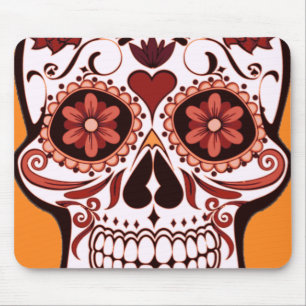Mousepad Cranio de Açúcar Floral Arte do Dia dos Mortos