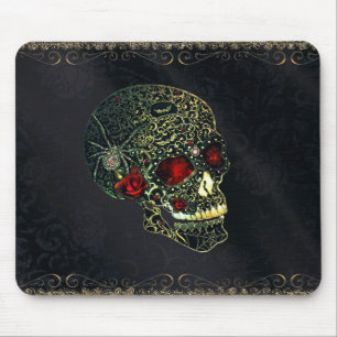 Mousepad Crânio de Aranha Joias & Rosas Glam Gótico Filigra