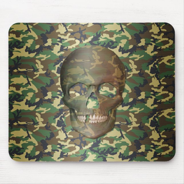 Mousepad Crânio de Camo Woodland 3D (Frente)