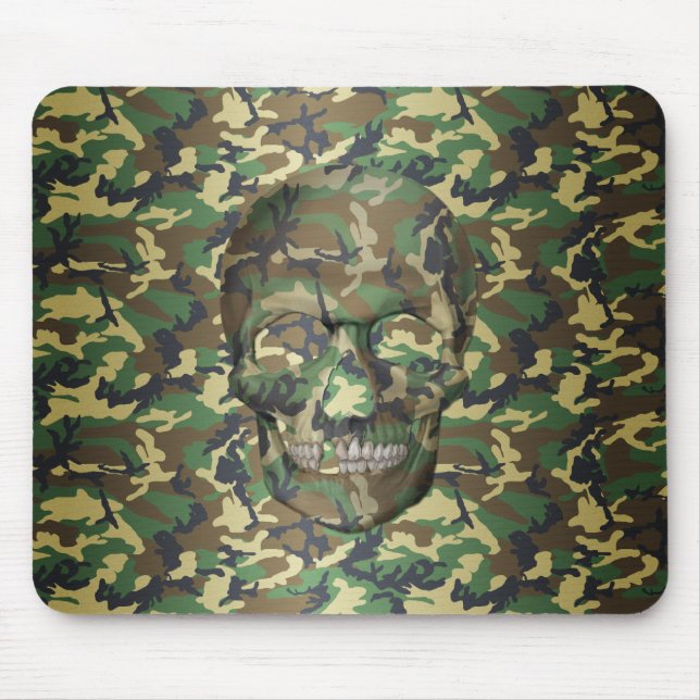 Mousepad Crânio de Camo Woodland 3D (Frente)