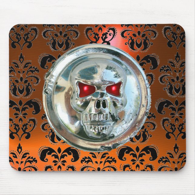 Mousepad CRÂNIO DE CROMO, Damasco, Ágata Laranja (Frente)