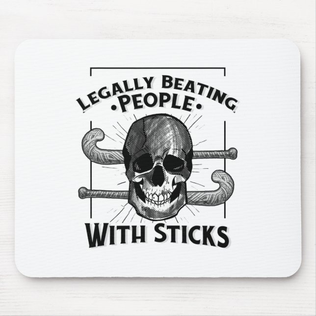 Mousepad Crânio de Diversão Legalmente Espancando Pessoas c (Frente)