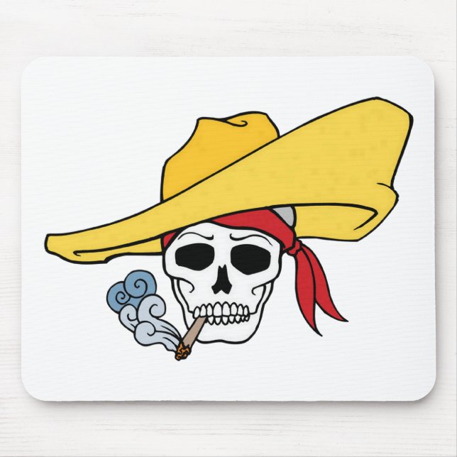 Mousepad Crânio de Fumar Halloween com Cartoon Bandana (Frente)