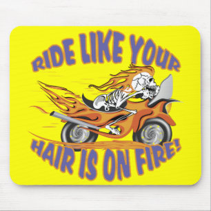 Mousepad Crânio de Motocicleta Flaming