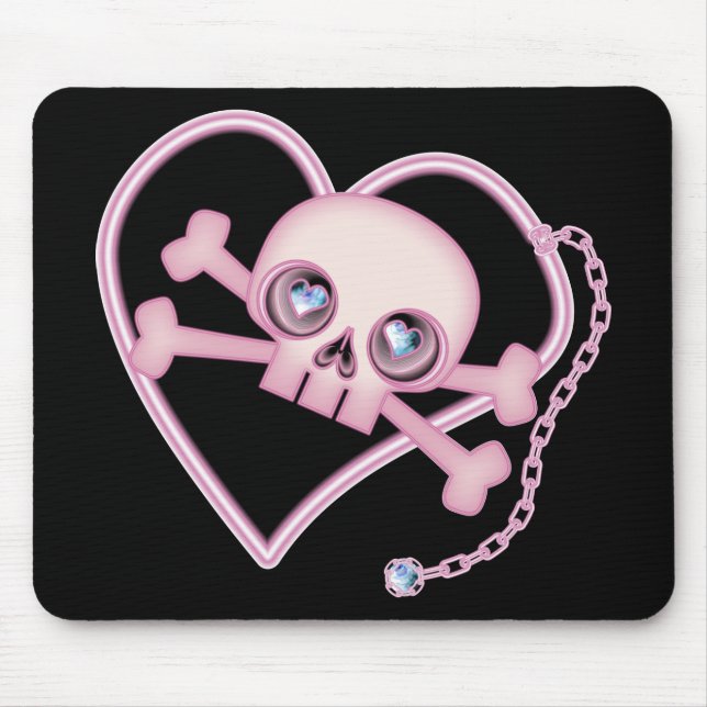 Mousepad Crânio de néon cor-de-rosa (Frente)