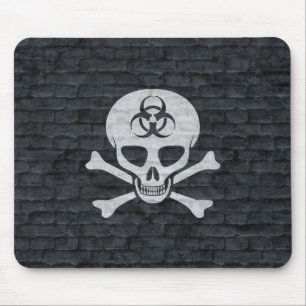 Mousepad Crânio de risco biológico com tijolo de Cinza
