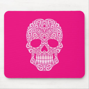 Mousepad Crânio de roda cor-de-rosa do açúcar