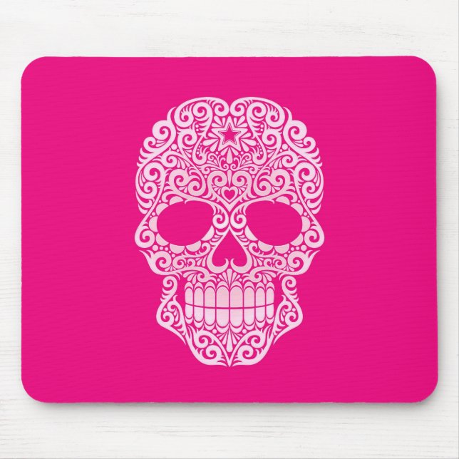 Mousepad Crânio de roda cor-de-rosa do açúcar (Frente)