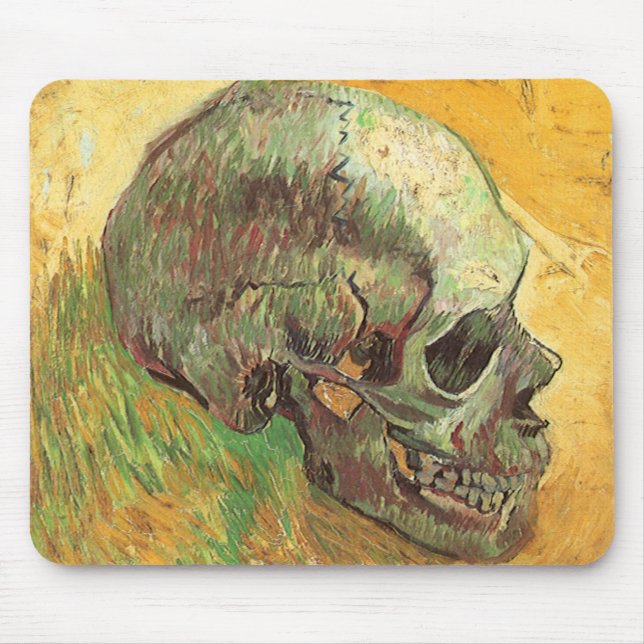 Mousepad Crânio de Vincent van Gogh, Impressionismo de Vint (Frente)