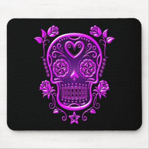 Mousepad Crânio do açúcar com os rosas, roxos