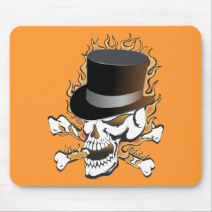Mousepad Crânio do chapéu superior flameado